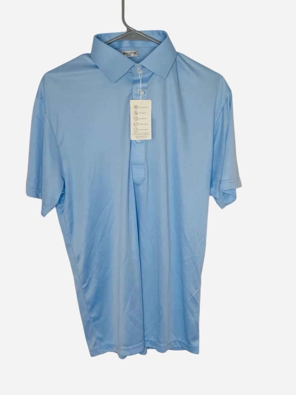 NWT Collars & Co. Sky Blue Semi-Spread Collar Polo in Size Small